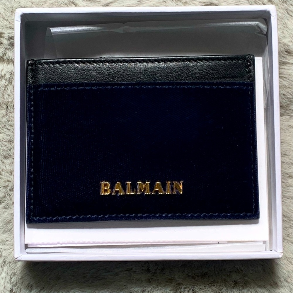 Balmain Blue Velvet Card Holder